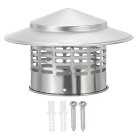 PATIKIL 4" Chimney Cap, 304 Stainless Steel Round Chimney Cover Cap Hood Screen Roof Vent with Screws for Fireplace Exhaust Exterior Stove Pipe