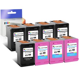 KCMYTONER 65XL Remanufactured Ink Cartridge Replacement for HP 65 XL Compatible with DeskJet 3755 3772 Envy 5055 5058 AMP 100 120 Printer (5 Black, 3 Tri-Color)