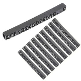 Boxonly 10PCS Adjustable Removable Cube Price Tag Display Kits, 4x6mm £ € $ Digital Price Tag, Metal Price Label Tag, Pricemarker Labels, Arabic Number Price Display Board, Black Base and White Words