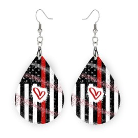 Fire Fighter Thin Red Line Earrings, Paramedics and First Responders Jewelry, Fire Dept Jewelry for Her, Fire Wife (Thin Red Line)