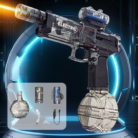 Electric Water Gun with Flash Effects, Ultimate Battle Blaster with Long Range, Electric Water Gun, Motorised, Electric Water Gun for Adults and Children (Black)