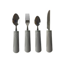 BaseSmall 7 oz Weighted Adaptive Utensils Set (4-Piece) - Heavy Duty Weighted Silverware for Parkinson's, Hand Tremors & Arthritis - Therapeutic Eating Cutlery