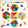 5 Pack Wooden Tangram Puzzle for Kids Wooden Hexagon Puzzle