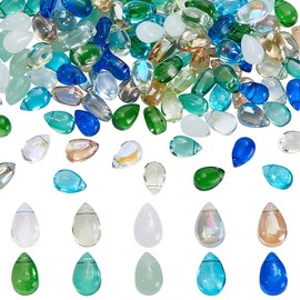 AHANDMAKER 150Pcs 10 Colors Teardrop Czech Glass Beads Colorful Crystal Beads Top Drilled Teardrops Glass Pendants Loose Beads for DIY Crafts Earring Jewelry Making