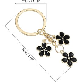 INDOMFY 1 Pcs Flowers Charms Enameled Keychain Cute Flowers Chain Tassel Keyring Purse Bag Accessories (Deep red)