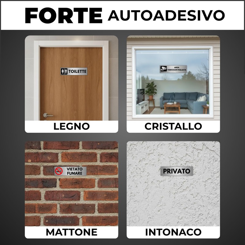 LEIASA | Targa Videosorveglianza - 5x18 cm - Alluminio -