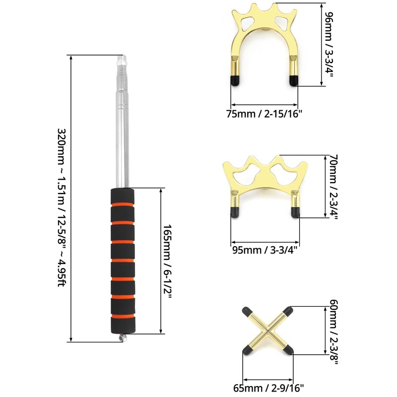 QWOKR Telescopic Snooker Cue Stick Bridge with 3 Brass Bridge