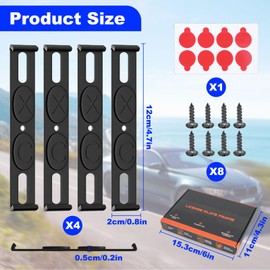 Mikqky Set of 4 Number Plate Holders, Car Number Plate Holder Set, Number Plate Holder for Cars, License Plate Holder for Front and Rear, Universal