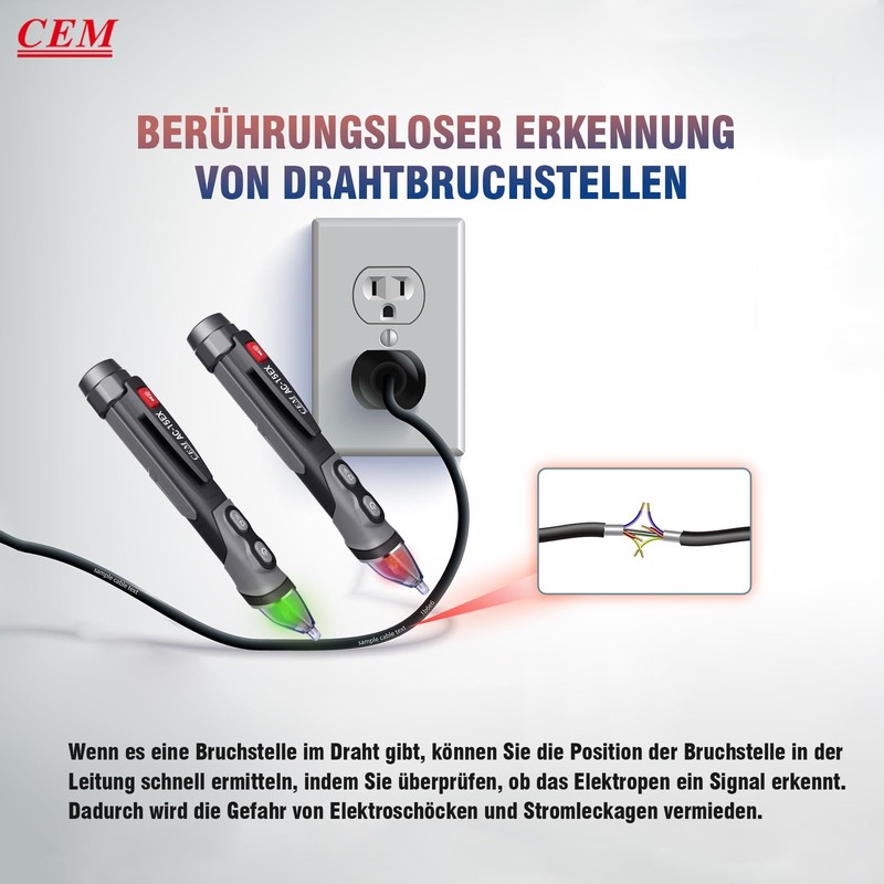 CEM AC-15EX Non-Contact AC Voltage Tester with LED Signal Lamp