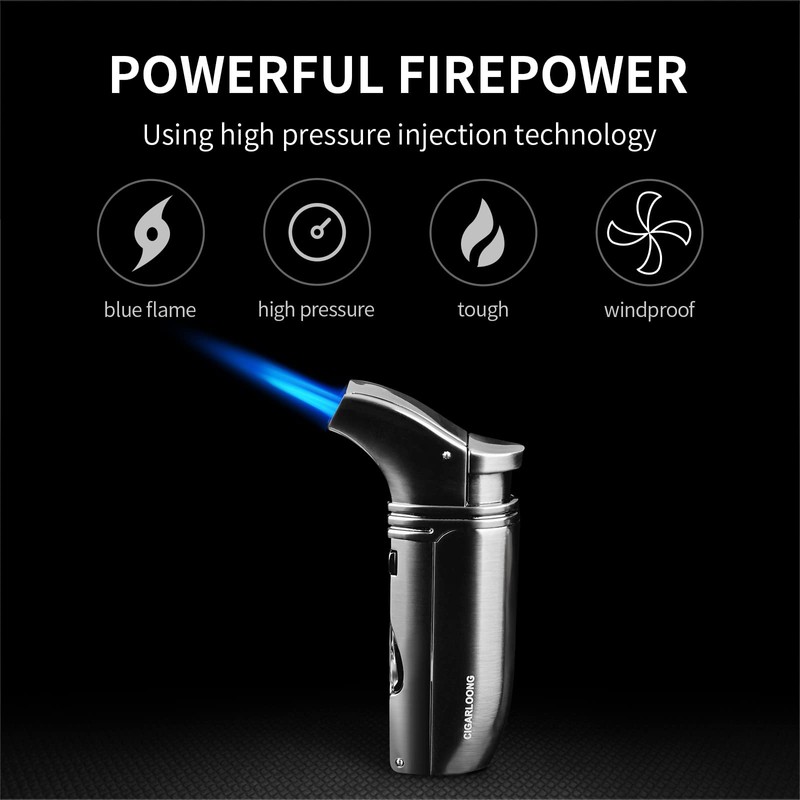 CIGARLOONG Cigar Cutter and Lighter Set Yellow Double Blade Classic