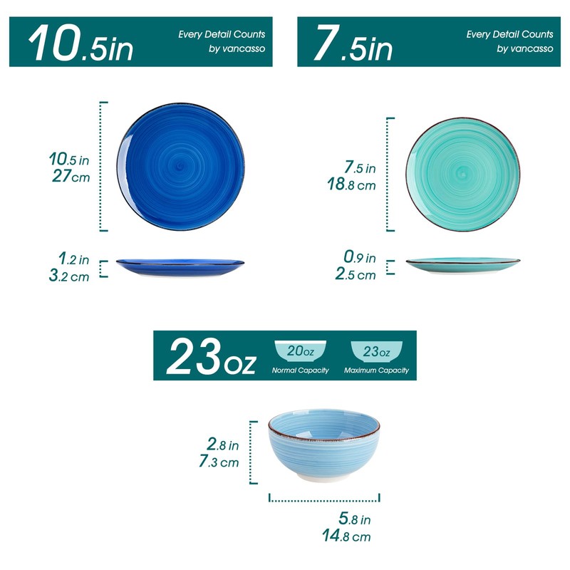vancasso Bonita Dinnerware Set Blue Stoneware 12 Pieces Service for