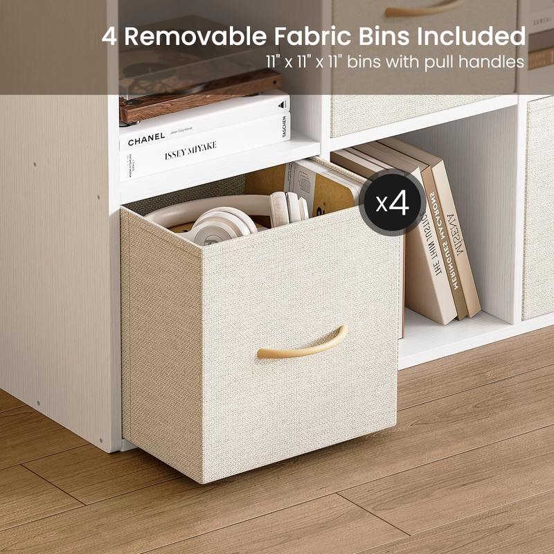 8 Cube Storage Organizer - Solid Wood Bookshelf with 4