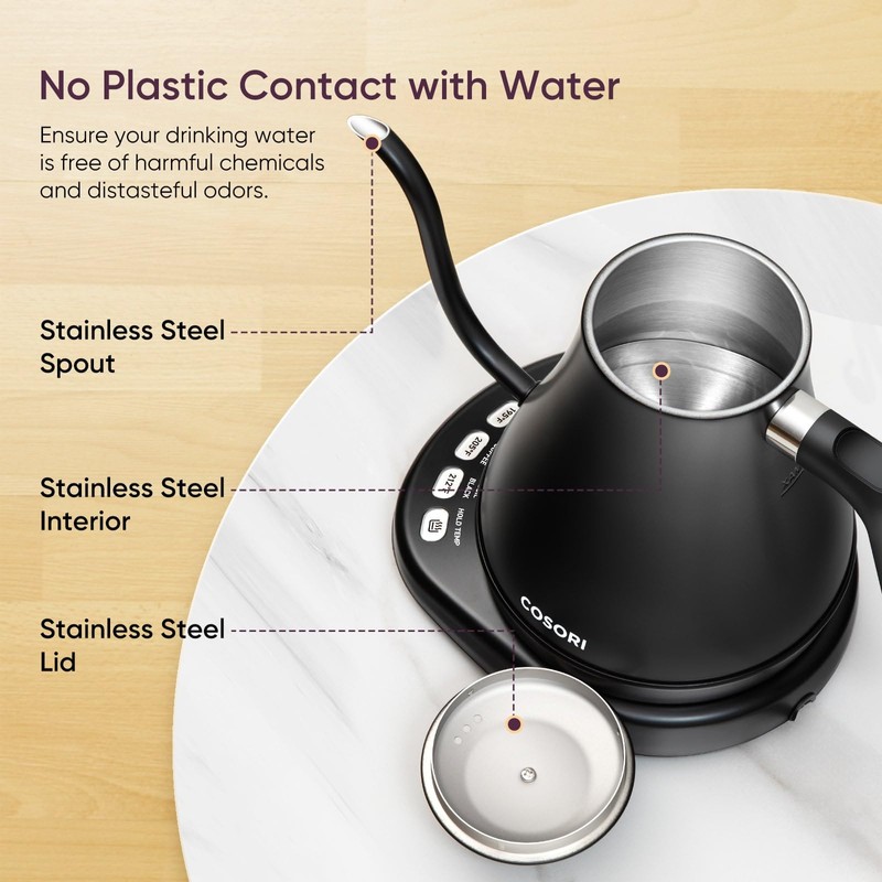 COSORI Electric Gooseneck Kettle with 5 Temperature Control Presets, Pour
