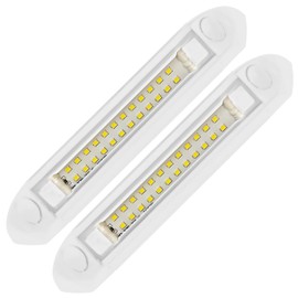 Command Electronics 12V LED Exterior Extruded Porch Light – Surface Mount Utility – IP67 rating OEM RV, Camper, Bus, Truck, & Trailer – 8"x1.4"x1.4" – White Case/Amber Light 2-Pack