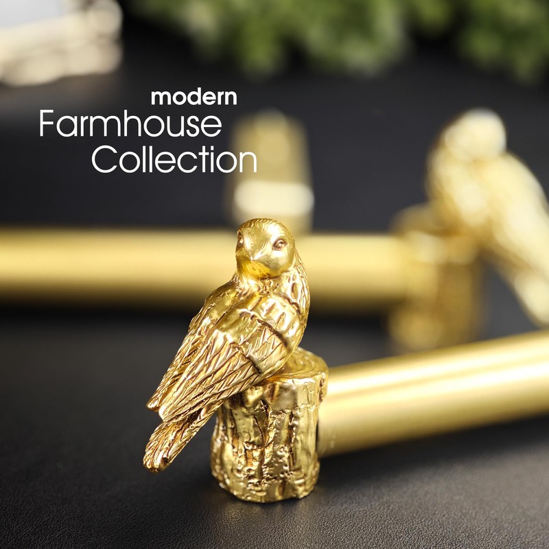 ILAISIHOME 1-1/8 Inch Diameter Brushed Gold Curtain Rod with Bird