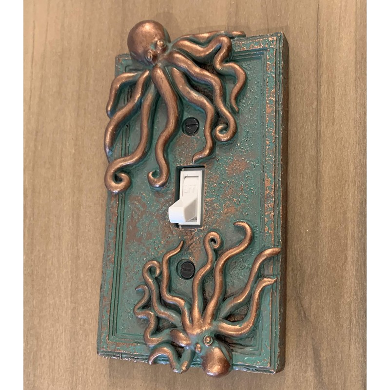 Top Brass Large Octopus/Kraken Electrical Cover Wall Plate Bronze/Verdigris Finish