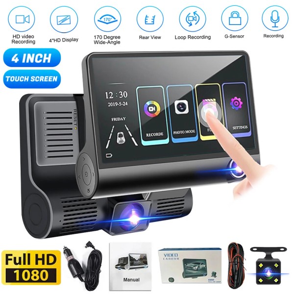 Delhibuy Dash Cam HD 1080p Car Dual Lens Front/Rear/Ins