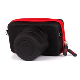 DURAGADGET Protective Shock-Absorbing Case (Black & Red) with Suede Lining and Belt Loop - Compatible with Sony Vlog Camera ZV-1