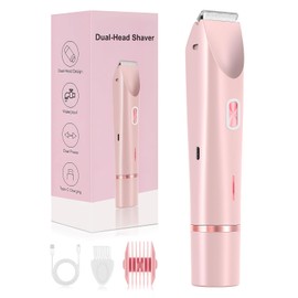 Dermave Bikini Shaver, 2025 New Bikini Trimmer for Women, Glow Aura Women's Shaver, 2 in 1 Wet & Dry Waterproof Electric Bikini Trimmer, Cordless Electric Razors for Bikini, Leg, Arm, Body (Pink)