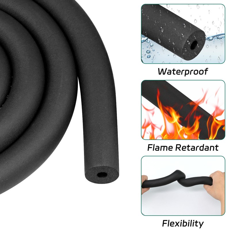 BEASAFY 1.8 m Pipe Insulation Rubber, Pipe Insulation Foam, Black