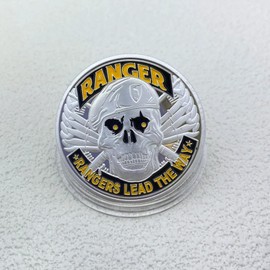U.S. Army Ranger Challenge Coin - Premium Military Collectible with Skull Design, Rangers Lead The Way, Department of The Army 1775