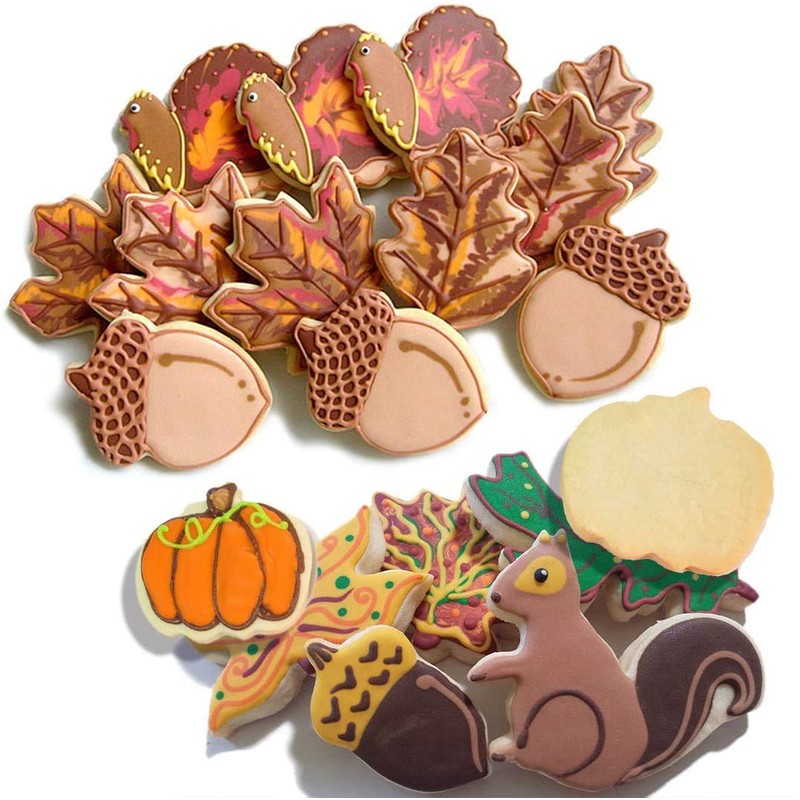 Thanksgiving Cookie Cutters 8PCS Fall Leaves Cookie Cutter Set Turkey,