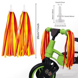 Mlurcu Bike Streamers Bike Tassels for Kids 1 Pair, Kids Bike Accessories Scooter Bicycle Tricycle Handlebar Streamers Handle Bar Grips Accessories for Boys and Girls (Orange)