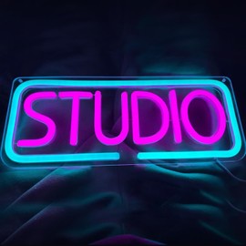Studio Neon Sign, Music LED Sign Light, USB Powered Dimmable Light Up Sign For Recording Room, Music Studio, Streaming, Party, Club, Podcast Wall Decor Gift