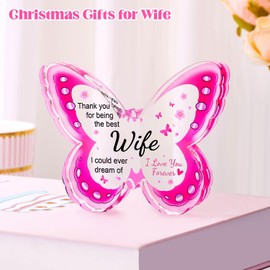 Gifts for Wife, Wife Birthday Christmas Gift Ideas - Acrylic Butterfly Plaque Wife Gift 4.33 × 3.26 × 0.47 inch, To My Wife Valentines Day Thanksgiving Anniversary Christmas Birthday Gifts for Wife