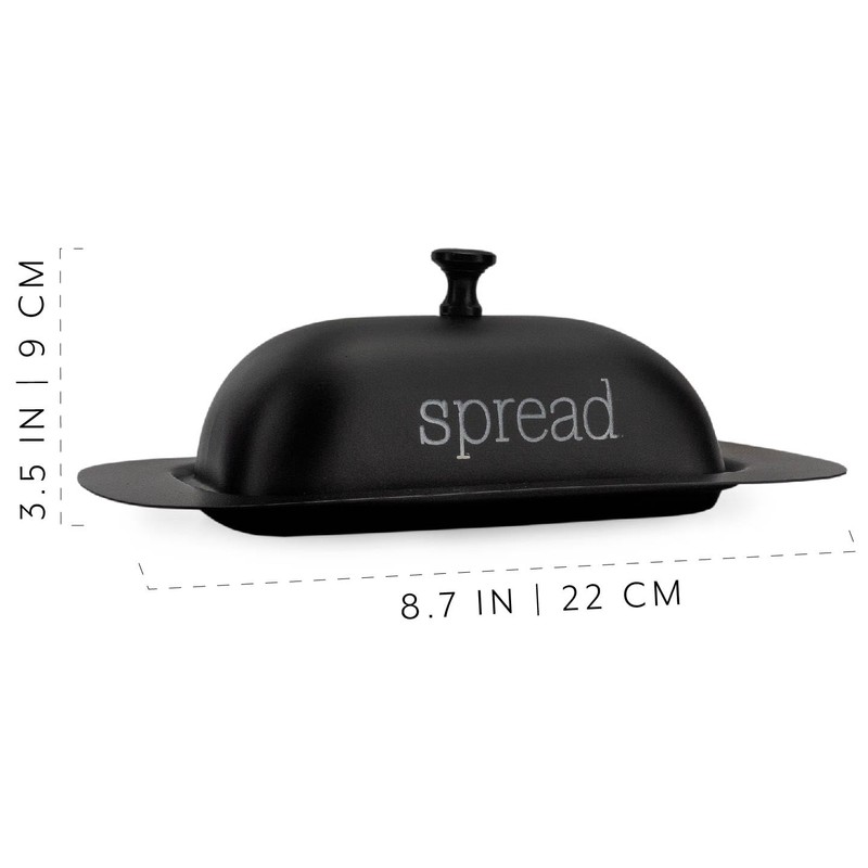 AuldHome Design Large Enamelware Butter Dish (Black); Modern Farmhouse Enamel