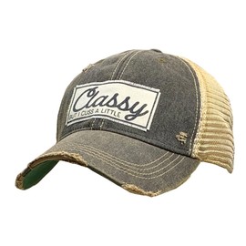VINTAGE LIFE Baseball Cap for Women Funny Trucker Hat Cute Distressed Ball Caps (Classy, But I Cuss a Little, Black), One Size