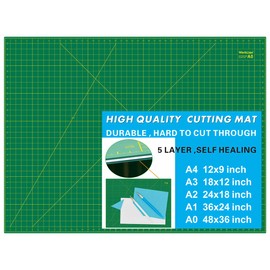 WorkLion 36" x 48" Self Healing Cutting Mat: Double sided 5-Ply Non-Slip - Professional for Scrapbooking & Quilting & Sewing & Arts & Crafts Project (Green)