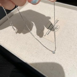 XFSRG Women's Stainless Steel Choker Necklace with Silver Chain and Cubic Zirconia Pendant - Elegant Summer Necklace for Any Occasion, 0.1, Zinc