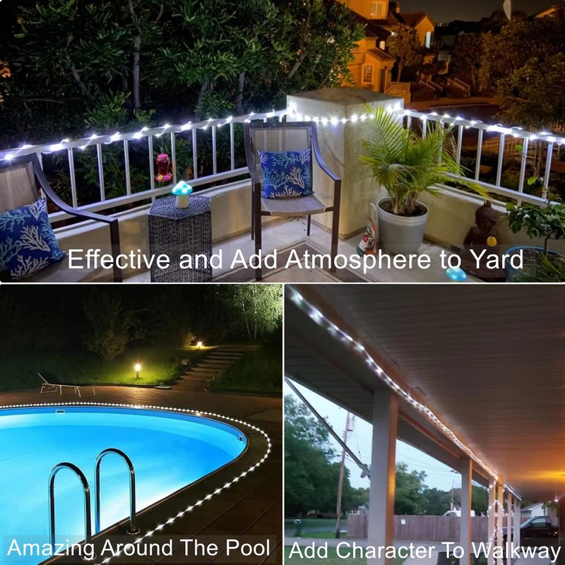 QITONG Solar Rope Lights, 2 Pack Each 33ft 100LED Outdoor