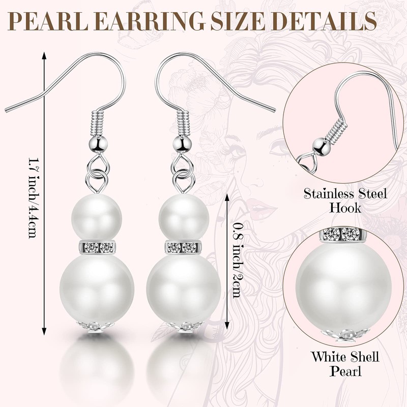 Conjunto de Pendientes Collar y Pulsera de Perlas de Imitación