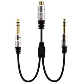 LOKEKE Gold-Plated DC3.5mm 1/8 Female to Dual 6.35mm 1/4 TRS Male Mone Stereo Male to Male Audio Jack Cable Cord for Tablets Players Headphone(F to M)