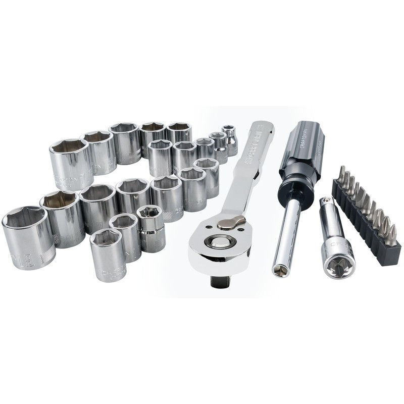 CRAFTSMAN Mechanics Tool Set, 33 Piece, 3/8 Inch Drive SAE/Metric