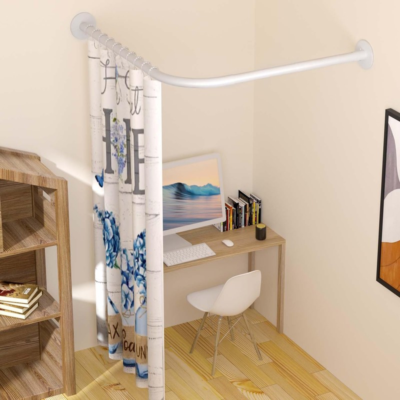 Tanxih Corner Shower Curtain Rod Adjustable Stainless Steel L Shaped