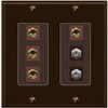 RiteAV 4 Port Banana 2 Speaker Binding Post 2 Coax Wall Plate - 2 Gang [Brown/Brown]
