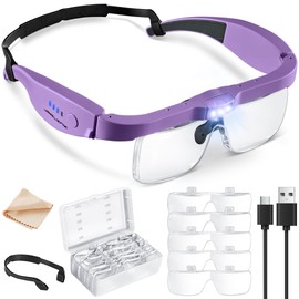 Magnifying Glass with Light, 5 Lenses, Rechargeable Headset
