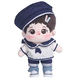 niannyyhouse Plush Doll Clothes, 6.9 inches (15 cm), Hat + Shirt + Shorts 3 Piece Set, Sailor Clothes, Cotton Doll Clothes, Uniform Doll Baby Clothes (5.9 inches (15 cm), navy-1)