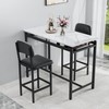 Faux Marble Table Set with 2 Upholstered Chairs, 3 Piece