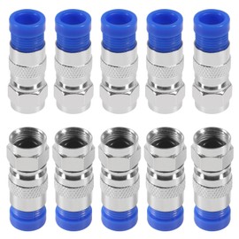 10 RG 6 Compression Connectors, RG 6 F-Type Connector Coaxial Compression Connectors (Blue)