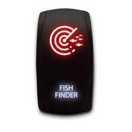 Fish Finder Laser Etched 5-Pin Single Pole Single Throw Vertical Rocker Switch ON-Off SPST Toggle Switch 20A 12V, Red/White