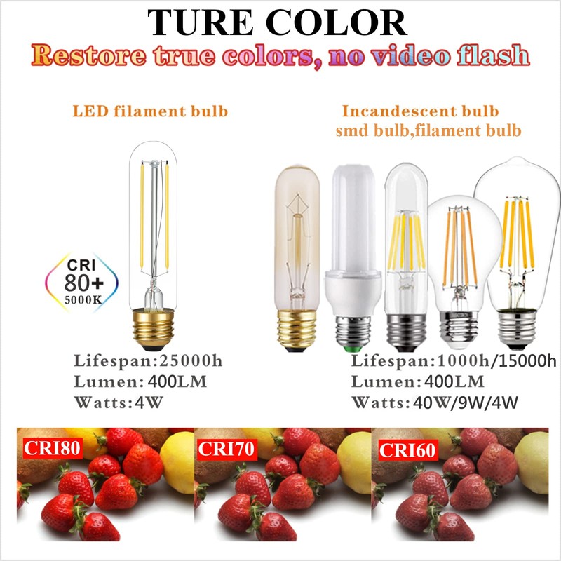 LiteHistory Tubular Light Bulb 6W Equal E26 LED Bulb 60