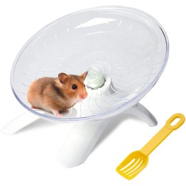 Hamster Spinning Car Stability Quiet Hamster Toy Flying Saucer Spinning Car Easy Playground Exercise Stress Relief Cage Accessory for Small Animals with Cleaning Shovel (White)