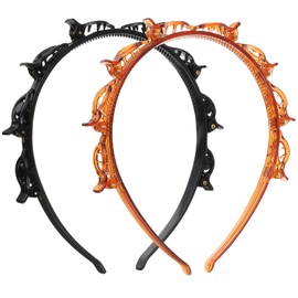 Mabor Headband With Clips, Bangs Hairstyle Hair Clip Headband, Professional Weave Bangs Clip, Toothed Headband Braid Tool for Women Girls Black Brown Hair Styling Accessories