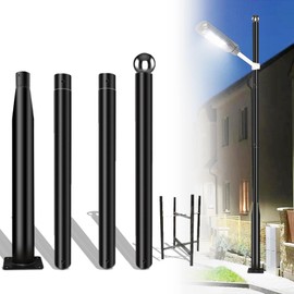 13Ft Tall Street Light Pole - Outdoor Metal Split Heavy Duty Street Lamp Post for Outside Large Solar Street Lights with Mounting Rebar Cage Base Accessory for Parking Backyard Patio Yard