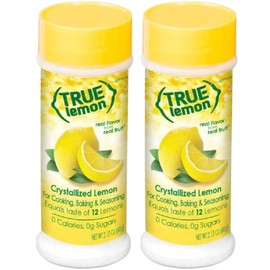 True Lemon 60g Shaker, Crystallized Lemon for Cooking Baking & Seasoning, 0 Calories, 0 Sugars, 0 Salt, Made from Real Lemons (2 Pack)