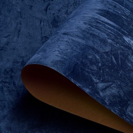 HelloWall 17.7" x 317" Blue Velvet Fabric Wallpaper Peel and Stick Velvet Wallpaper Wrinkled Textured Felt Drawer Liners Felt Blue Flock Contact Paper Self Adhesive Flocking Liner for Table DIY Crafts